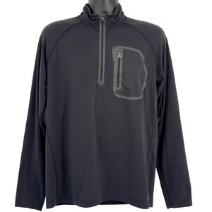 REI Men's Performance Pullover Half Zip Black Large Base Layer Running Hiking‎